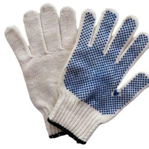 White Polyester Cotton PVC Dot Gloves