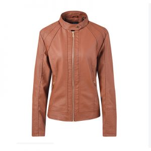 Sleeve zipper leather jacket