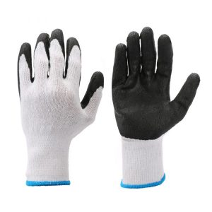 Work Black Latex Coated Rubber Gloves