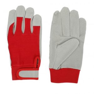 Cotton Knitted Split Leather Gloves