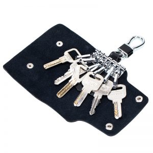Stylish leather car key holder with zipper
