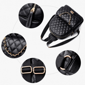 backpacks Satchel Women Ladies Classic-style Black Quilted Leather Backpack