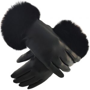 luxury winter warm Real rabbit fur cuff sheepskin gloves