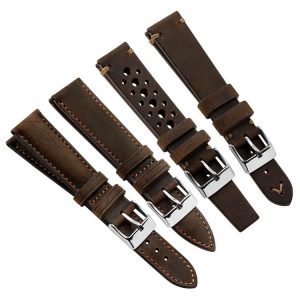 Leather straps engraved stamped LOGO for men