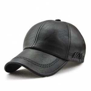 Men 6 Panel Sports Leather Baseball Cap