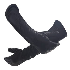 sheepskin long leather and gloves for women