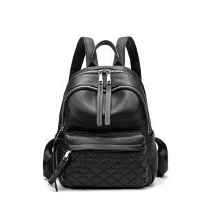 Black Backpack Genuine leather Womens Shoulder Bag