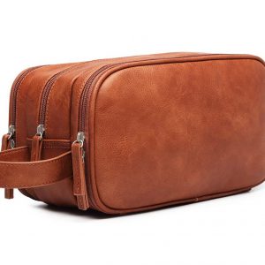 Leather Bag Travel Shaving Dopp Kit