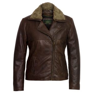 Womens Brown Leather Flying Jacket