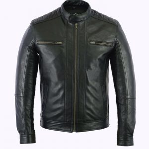 leather slim fit biker jacket men